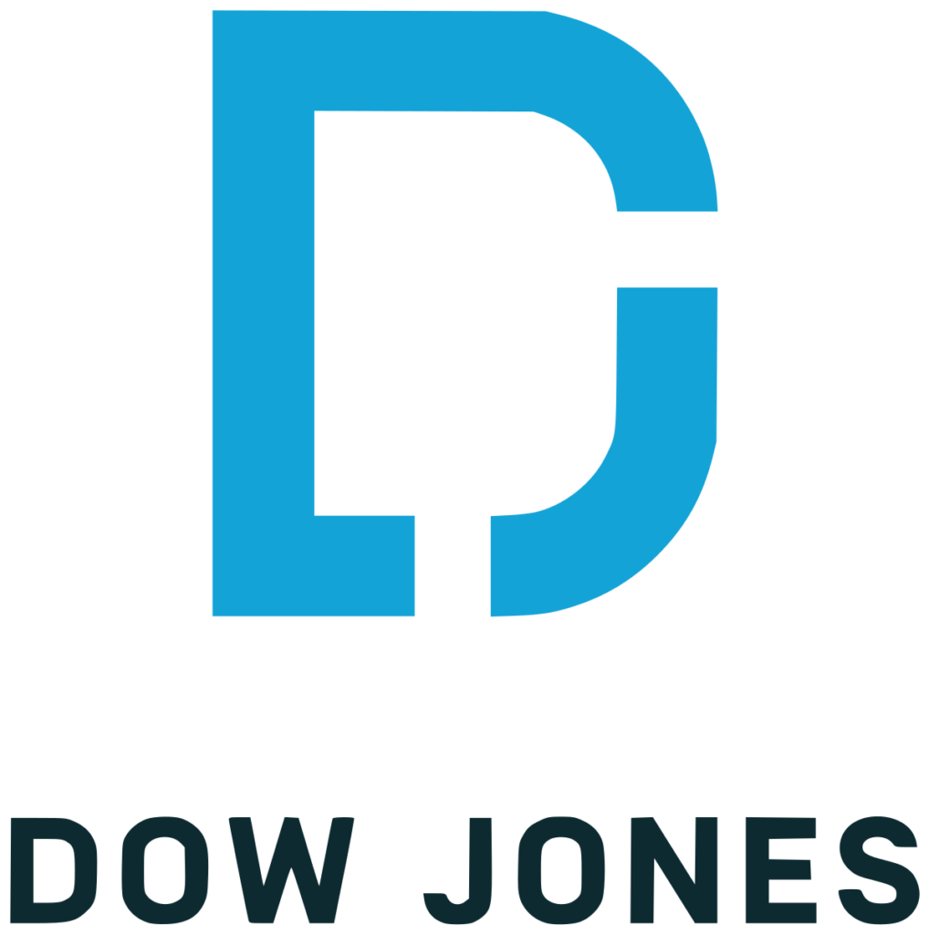 A blue D with two cut outs suggesting the shape of a J, with the text 