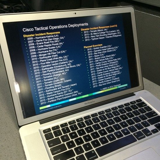 A laptop showing a list of NERV deployments starting in 2005